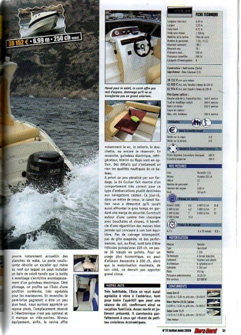 Vente Bateau Eolo 24 Cruiser hors bord