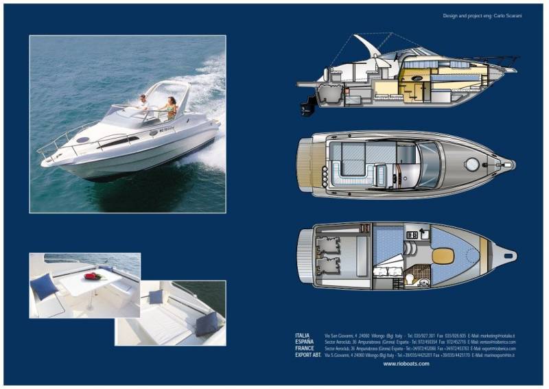 Vente de bateau coque RIO 750 CRUISER sur Marseille, avec cabine 4 couchages et cuisine équipée